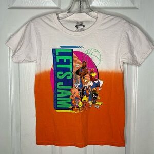 Space Jam Graphic T-shirt Youth Medium Ombre Orange Lola Speedy Porky Tweety 90s